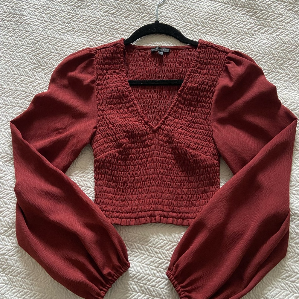 Dynamite Smocked Red Blouse